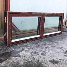 Fastkarm to-fags vindue 179x58 cm, rødbrun