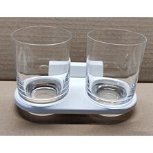 IRIS Tandglas dobbelt med holder, hvid