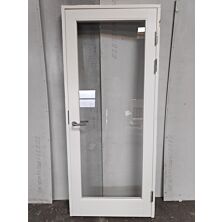 Hvid indvendig dør med glas, 885x2090mm, højrehængt 