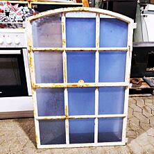 Gamle staldvinduer i støbejern med lyseblåt glas - 322 x 1070 mm
