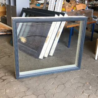 Fastkarm vindue træ-alu med koksgrå - 118,5 x 98 cm