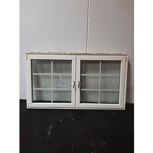 Dreje-kip vindue 2 fag med opluk i PVC 2073x120x1168 mm, hvid GDNS