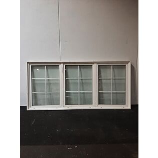 Dreje-kip vindue 3 fag med opluk i PVC 3130x120x1480 mm, hvid GDNS