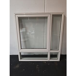Rationel topstyret vindue, træ/alu, 1368x123x1518mm, hvid