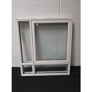 Rationel topstyret vindue, træ/alu, 1368x123x1518mm, hvid 