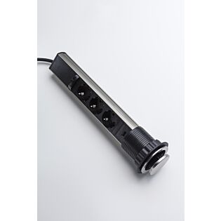 Loevschall Pop-up stikdåse med 3 schukostik og USB-port, Ø60