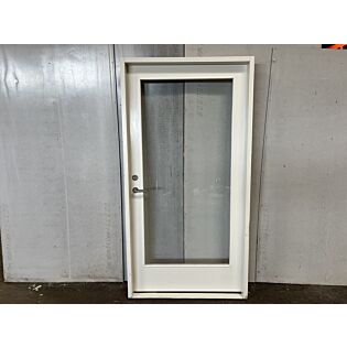 Hvid indvendig glasdør, 1090x2090mm, venstrehængt, med dørpumpe