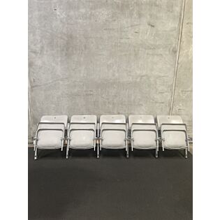 Klapsæder i række med 5 sæder, 244x70x45cm, grå